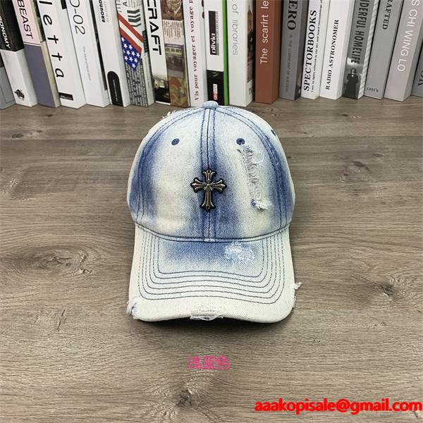 クロムハーツ Chrome Hearts コピー 注目 ダメージ加工 クロスモチーフ キャップ