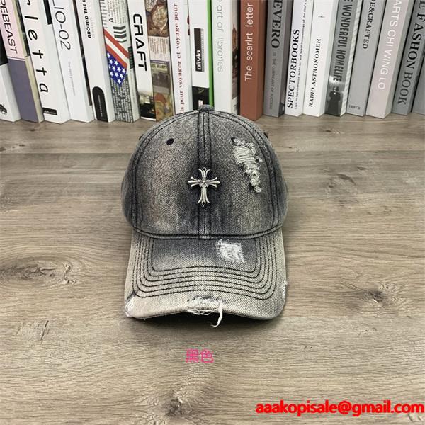 クロムハーツ Chrome Hearts コピー 注目 ダメージ加工 クロスモチーフ キャップ