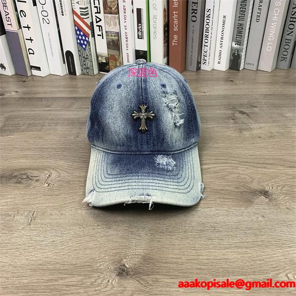 クロムハーツ Chrome Hearts コピー 注目 ダメージ加工 クロスモチーフ キャップ