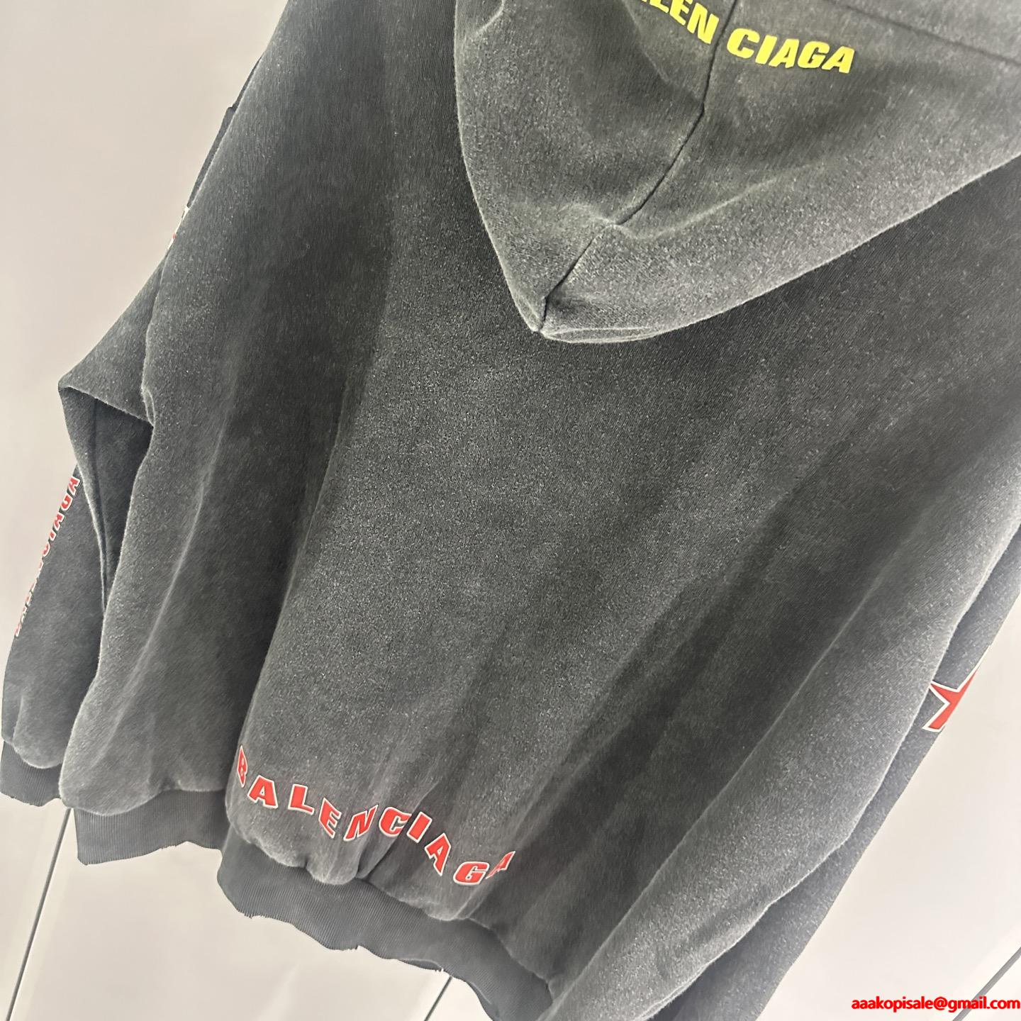 スタイリッシュ☆バレンシアガジップアップコピーBALENCIAGA SPONSOR LOGOS LARGE ZIP-UP HOODIE IN BLACK FADED