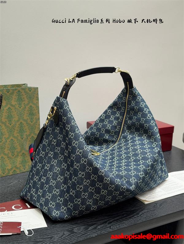 大容量★★GUCCI LaFamigliaシリーズHobo 男女兼用上品グッチショルダーバッグコピー
