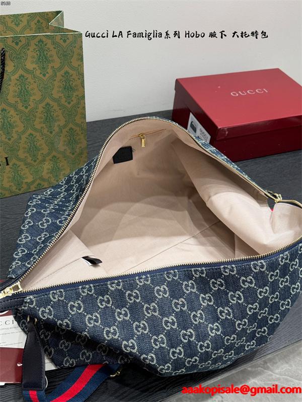 大容量★★GUCCI LaFamigliaシリーズHobo 男女兼用上品グッチショルダーバッグコピー