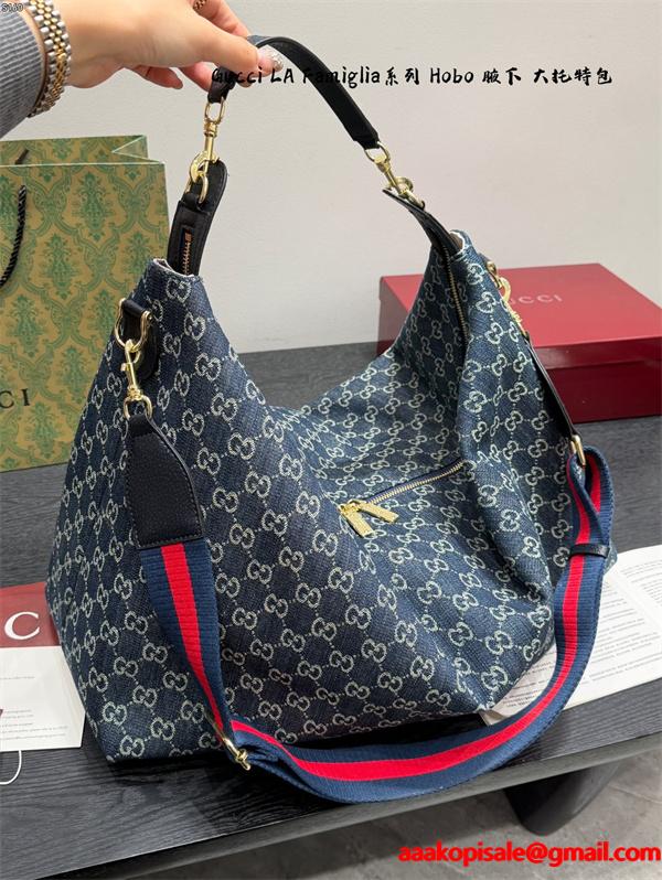 大容量★★GUCCI LaFamigliaシリーズHobo 男女兼用上品グッチショルダーバッグコピー