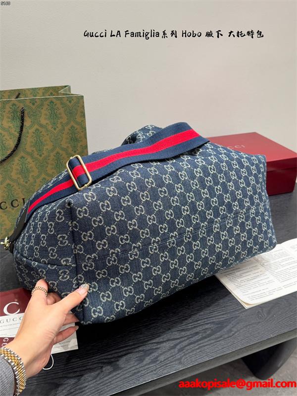 大容量★★GUCCI LaFamigliaシリーズHobo 男女兼用上品グッチショルダーバッグコピー
