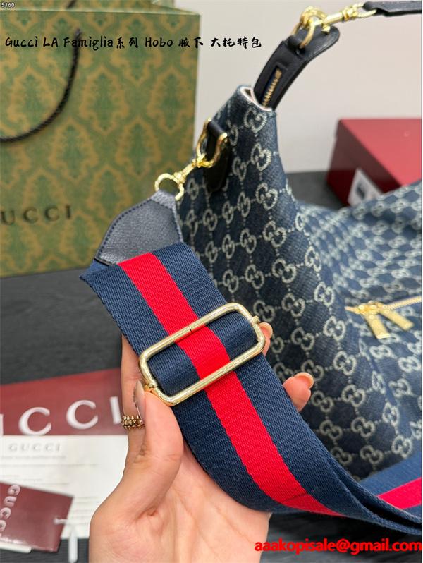 大容量★★GUCCI LaFamigliaシリーズHobo 男女兼用上品グッチショルダーバッグコピー