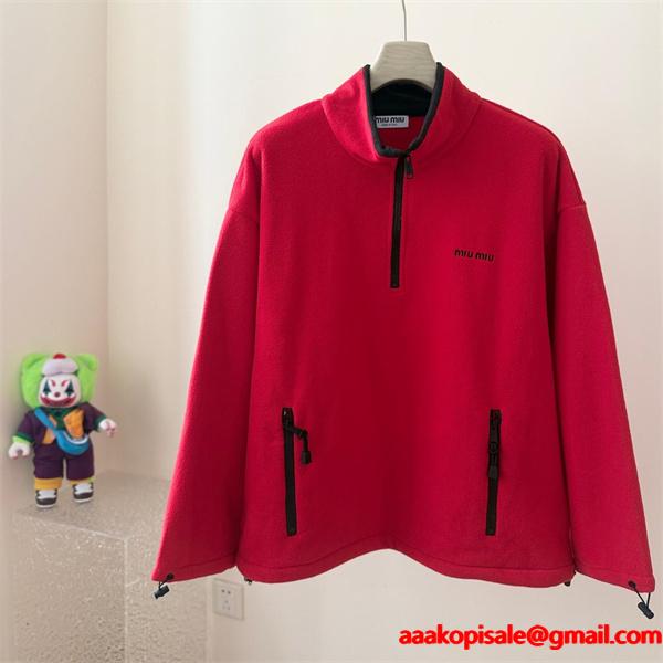 ハーフジップ フリース MIUMIU ミュウミュウ コピー ジャケット 防寒 カジュアル