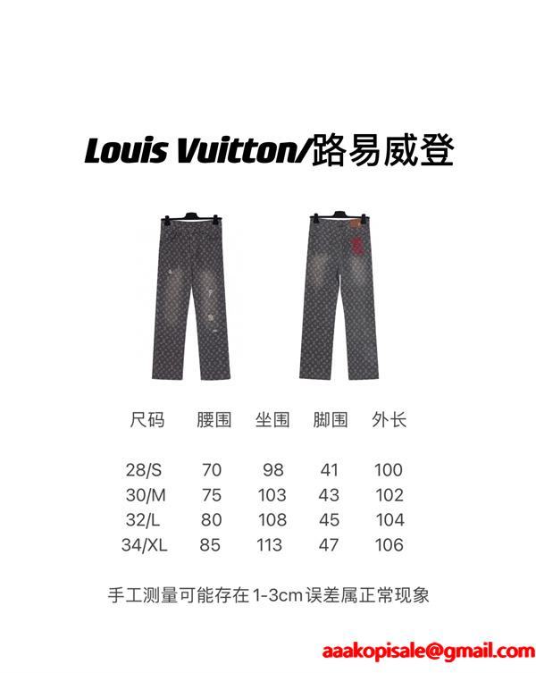 入手困難 上質 モノグラム プリント LOUIS VUITTON ルイヴィトン コピー デニムパンツ