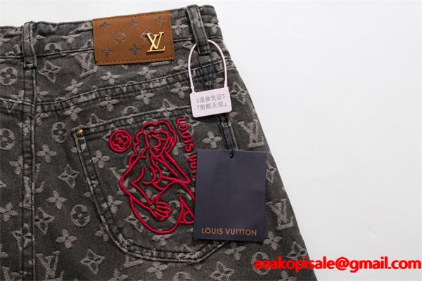 入手困難 上質 モノグラム プリント LOUIS VUITTON ルイヴィトン コピー デニムパンツ