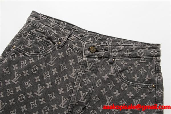 入手困難 上質 モノグラム プリント LOUIS VUITTON ルイヴィトン コピー デニムパンツ