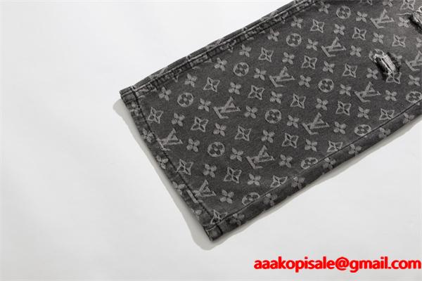 入手困難 上質 モノグラム プリント LOUIS VUITTON ルイヴィトン コピー デニムパンツ