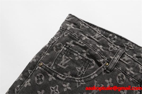 入手困難 上質 モノグラム プリント LOUIS VUITTON ルイヴィトン コピー デニムパンツ