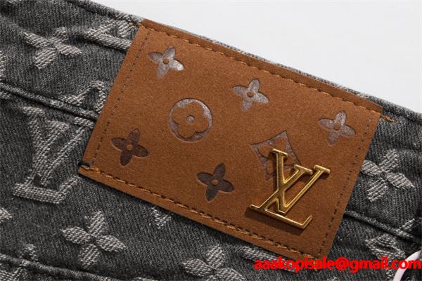 入手困難 上質 モノグラム プリント LOUIS VUITTON ルイヴィトン コピー デニムパンツ