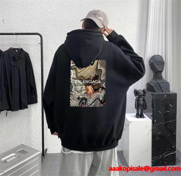 ユニセックス 裏起毛 厚手仕立て 2026新作 BALENCIAGA バレンシアガ コピー パーカー