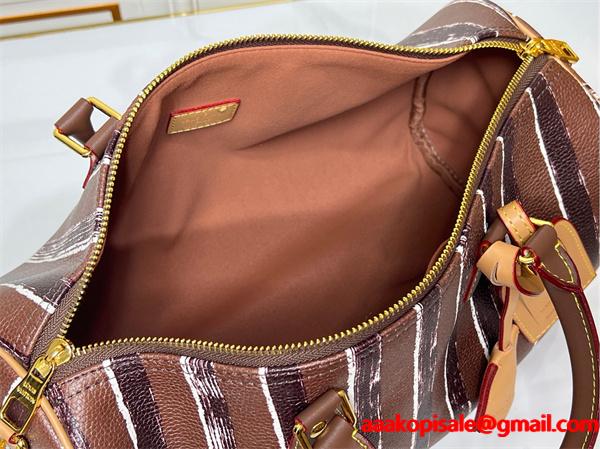 注目 高級仕立て ストライプ 大容量 LOUIS VUITTON ルイヴィトン コピー ボストンバッグ
