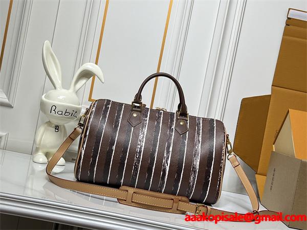 注目 高級仕立て ストライプ 大容量 LOUIS VUITTON ルイヴィトン コピー ボストンバッグ