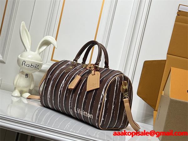 注目 高級仕立て ストライプ 大容量 LOUIS VUITTON ルイヴィトン コピー ボストンバッグ