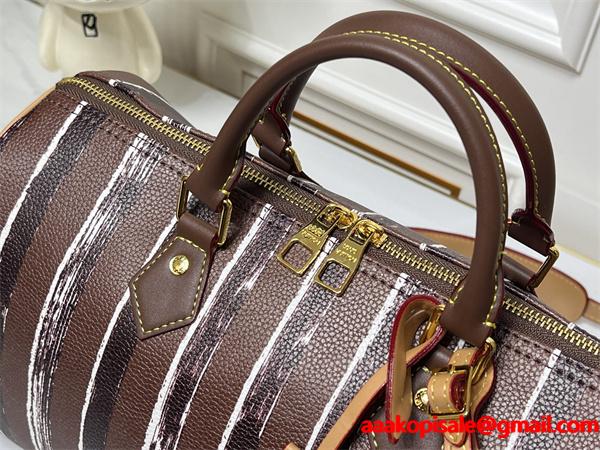 注目 高級仕立て ストライプ 大容量 LOUIS VUITTON ルイヴィトン コピー ボストンバッグ