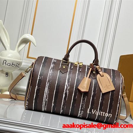 注目 高級仕立て ストライプ 大容量 LOUIS VUITTON ルイヴィトン コピー ボストンバッグ