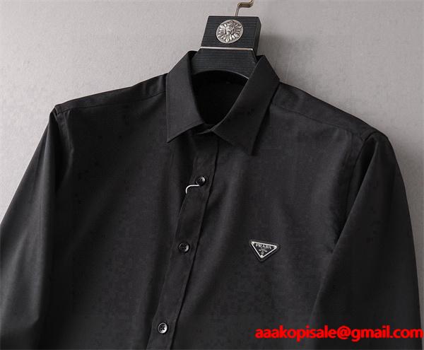 洗練 定番 PRADA プラダ コピー 上質感 ミニマル ロングスリーブ シャツ