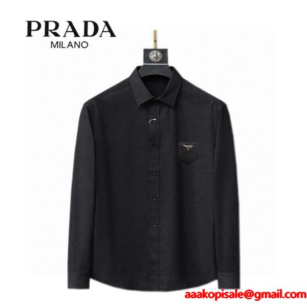 PRADA プラダ コピー 2026新作 定番人気 洗練デザイン ミニマル ロゴ シャツ