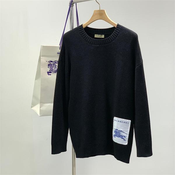 定番人気 秋冬クラシック ブラック クルーネック BURBERRY バーバリー コピー ニット セーター 