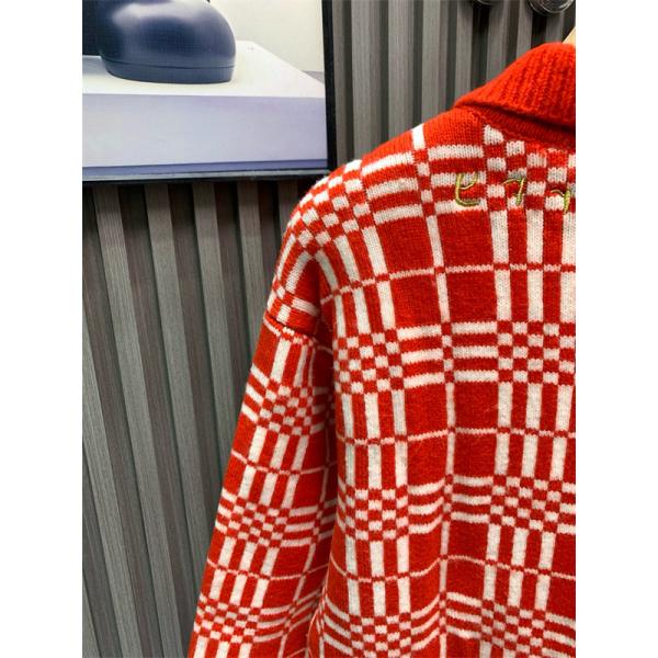 存在感抜群 秋冬華やか レッド チェック BURBERRY バーバリー コピー ニット カーディガン