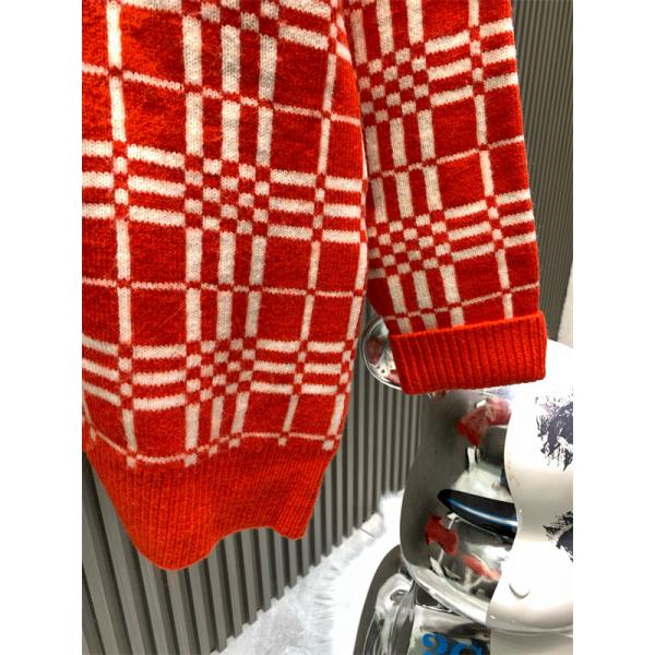 存在感抜群 秋冬華やか レッド チェック BURBERRY バーバリー コピー ニット カーディガン