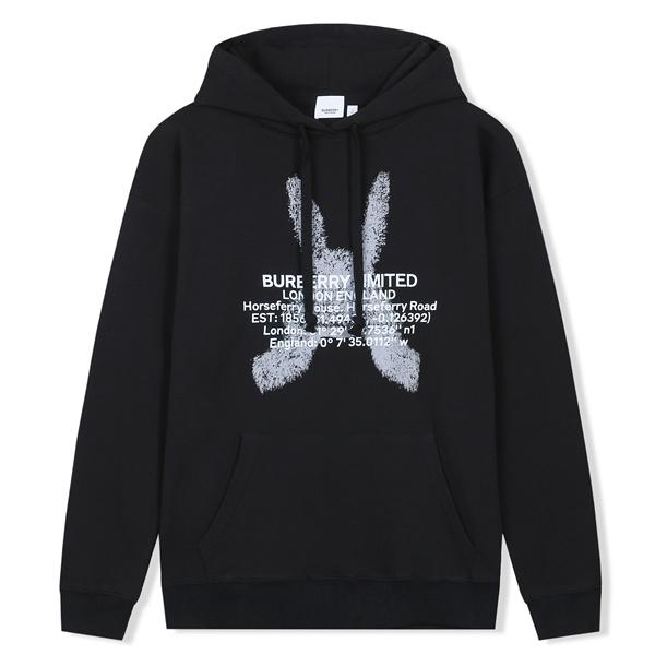 BURBERRY バーバリー コピー 話題集中 秋冬タフ ブラック パーカー プリント 評価上昇