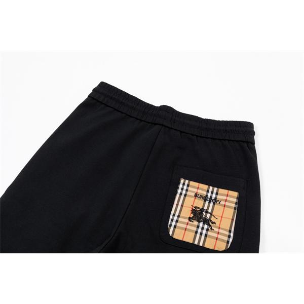 数量限定 保温 ブラック BURBERRY バーバリー コピー スウェットパンツ チェックポケット