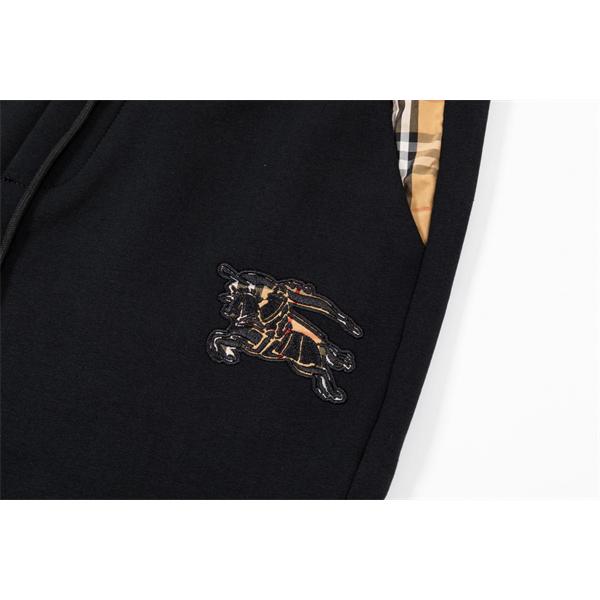 数量限定 保温 ブラック BURBERRY バーバリー コピー スウェットパンツ チェックポケット
