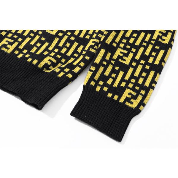 FENDI フェンディ コピー 人気定番 ニットセーター ブラック×イエロー 高級感