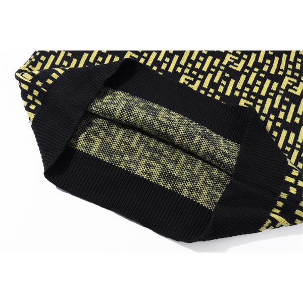 FENDI フェンディ コピー 人気定番 ニットセーター ブラック×イエロー 高級感