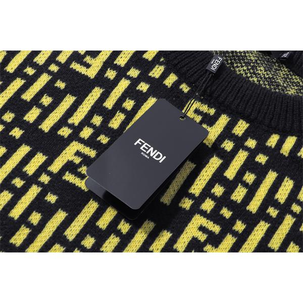 FENDI フェンディ コピー 人気定番 ニットセーター ブラック×イエロー 高級感