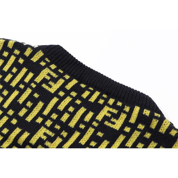 FENDI フェンディ コピー 人気定番 ニットセーター ブラック×イエロー 高級感