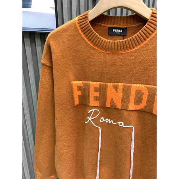 2026新作 ニットセーター ブラウン 刺繍 高評価モデル FENDI フェンディ コピー