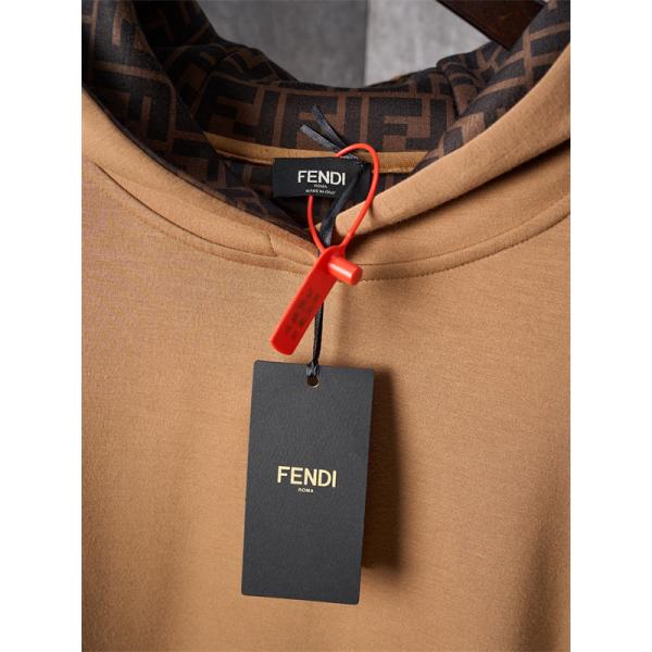 FENDI フェンディ コピー パーカー メンズ キャメル フード付き 長袖 秋冬対応