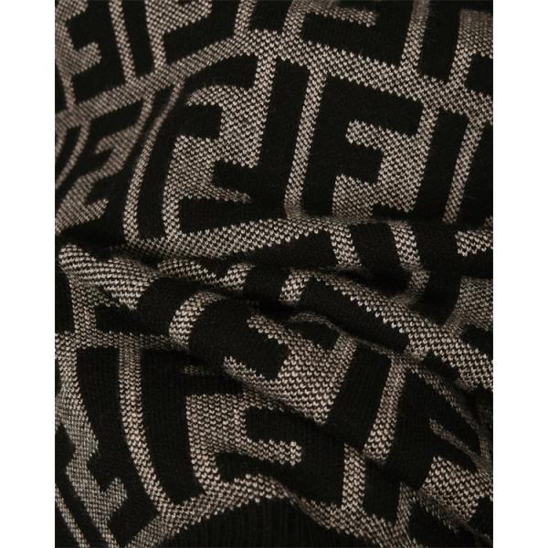 ニット セーター メンズ FFロゴ 総柄 グレー  長袖 FENDI フェンディ コピー