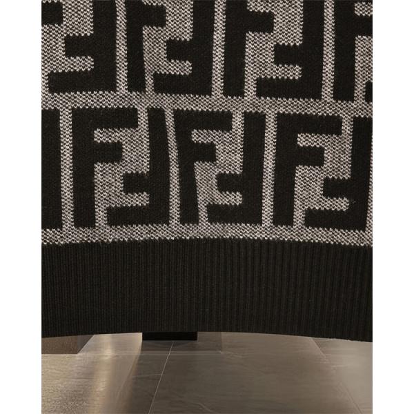ニット セーター メンズ FFロゴ 総柄 グレー  長袖 FENDI フェンディ コピー