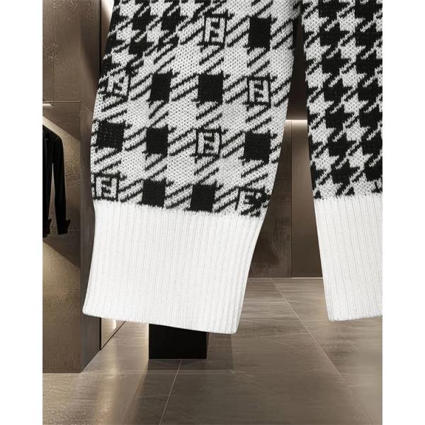  FENDI フェンディ コピー ニット メンズ チェック調 ブラック クラシック 長袖