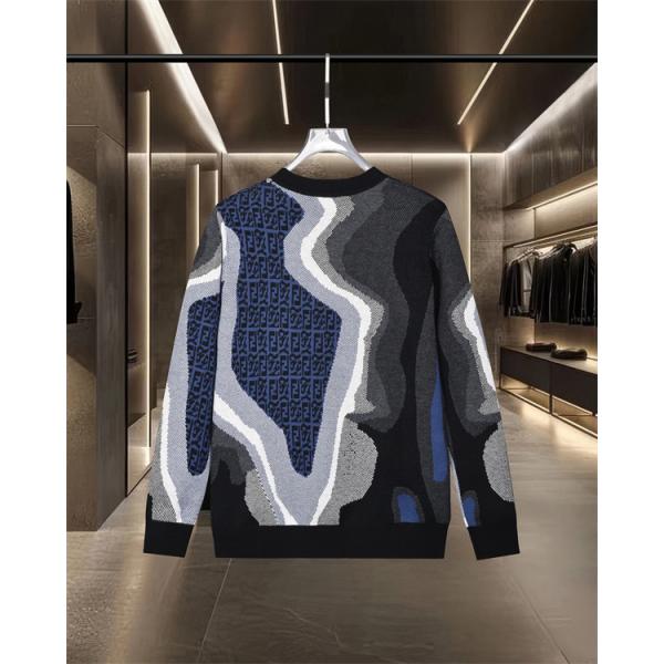 ニット セーター メンズ グラフィック柄 ブラック FENDI フェンディ コピー 長袖