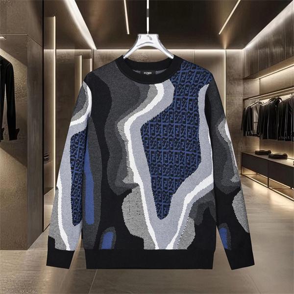 ニット セーター メンズ グラフィック柄 ブラック FENDI フェンディ コピー 長袖