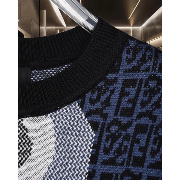 ニット セーター メンズ グラフィック柄 ブラック FENDI フェンディ コピー 長袖