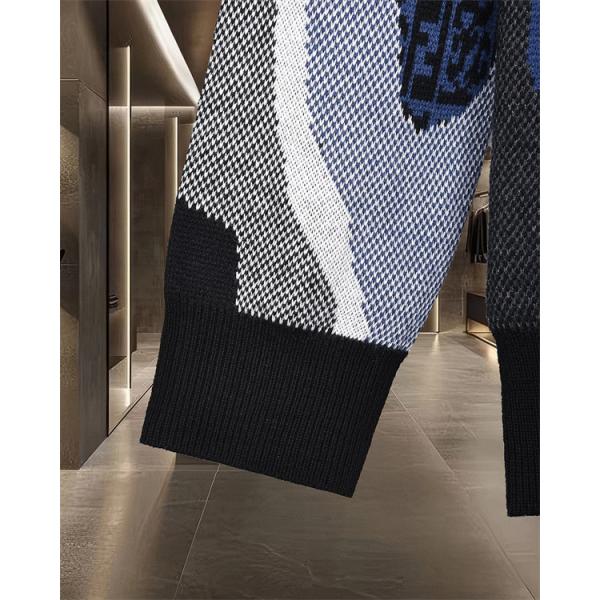 ニット セーター メンズ グラフィック柄 ブラック FENDI フェンディ コピー 長袖