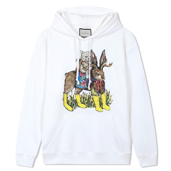GUCCI グッチ コピー アートモチーフ パーカー ホワイト 温もり 個性的 ナチュラル
