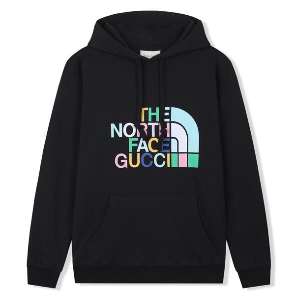 コラボロゴ パーカー ブラック 鮮やか 目立つ コレクター向け The North Face*GUCCI グッチ コピー