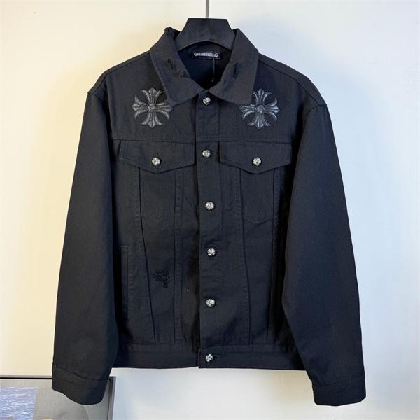 クロス刺繍 デニムジャケット ブラック 重厚 無骨 存在感 CHROME HEARTS クロムハーツ コピー