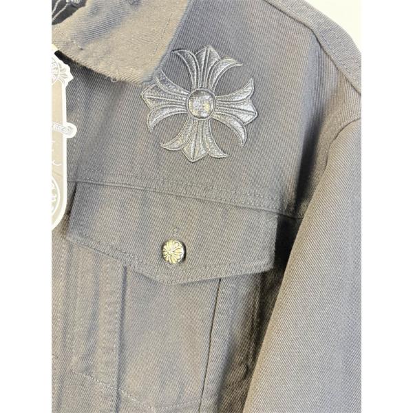 クロス刺繍 デニムジャケット ブラック 重厚 無骨 存在感 CHROME HEARTS クロムハーツ コピー