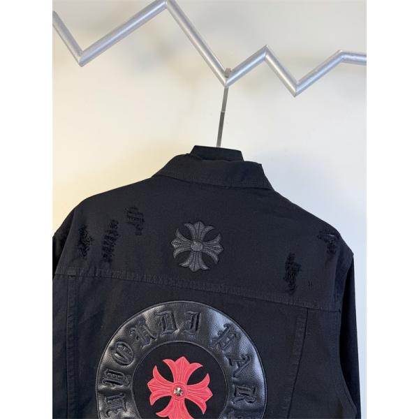 クロス刺繍 デニムジャケット ブラック 重厚 無骨 存在感 CHROME HEARTS クロムハーツ コピー