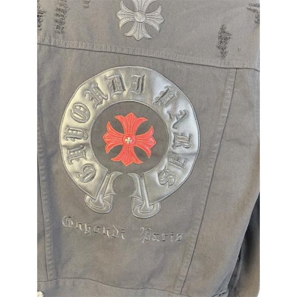 クロス刺繍 デニムジャケット ブラック 重厚 無骨 存在感 CHROME HEARTS クロムハーツ コピー