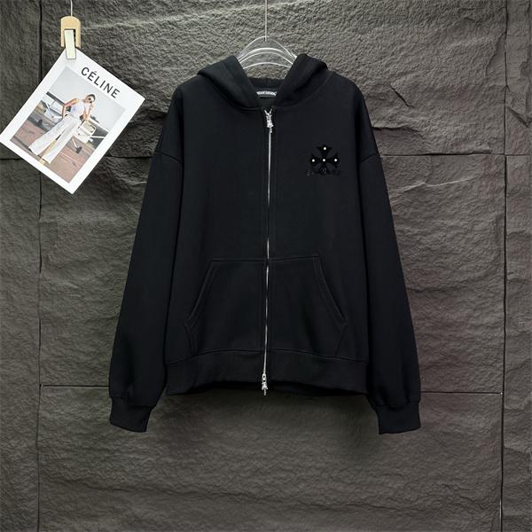ジップ CHROME HEARTS クロムハーツ コピー パーカー ブラック 控えめ トレンド 売れ筋